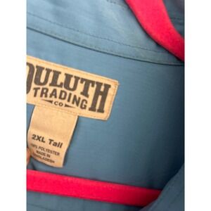 Duluth Trading Co Mens 2XL Tall Blue Ripstop Short Sleeve Button Down Shirt